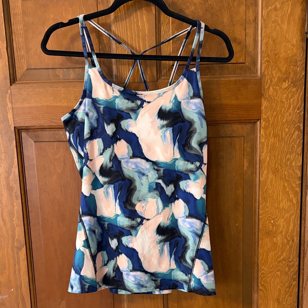 GAIAM Blue and Cream Abstract Tank Top